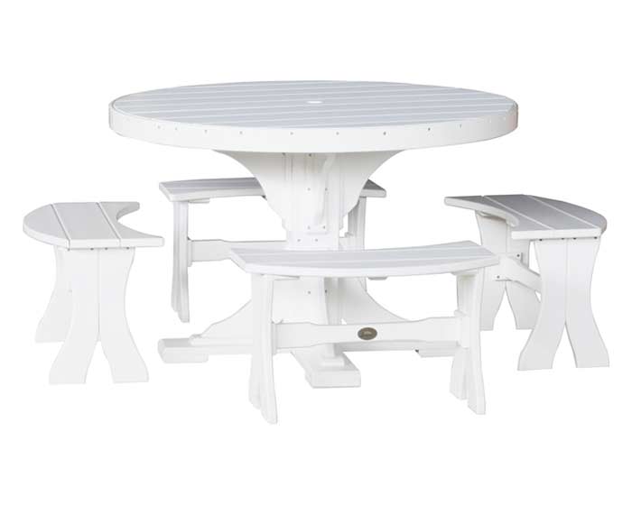 4-foot Round Table with Picnic Benches - Image 5